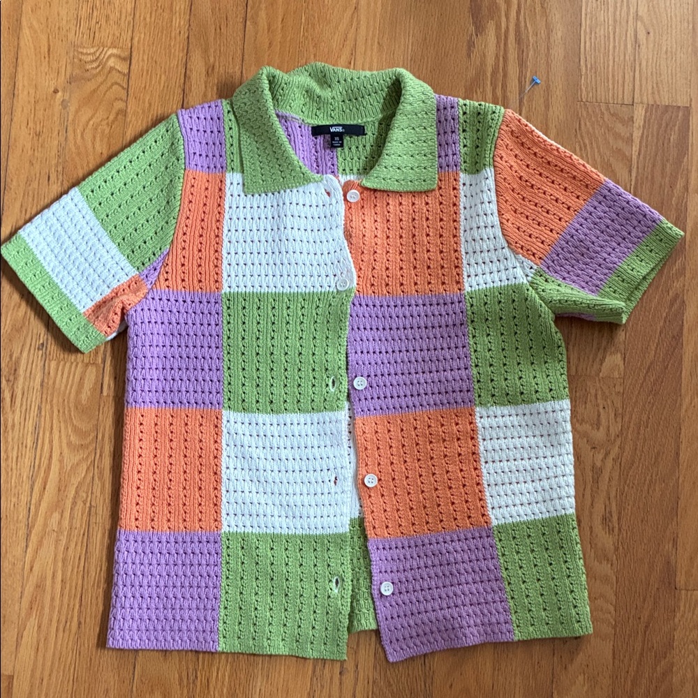 Vans Patchwork Shirt knit top - Green, Orange, Purple, White